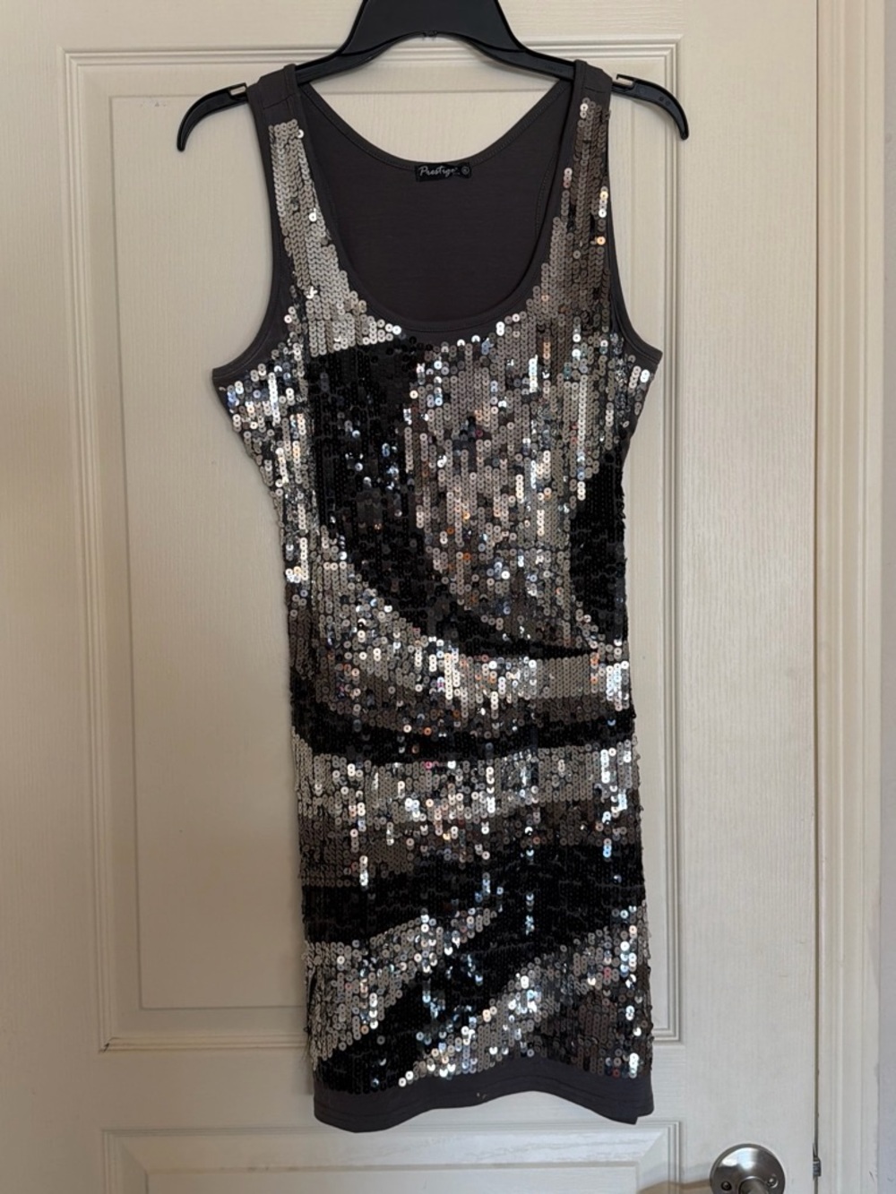 Sequin Mini Dress in Silver and Black
